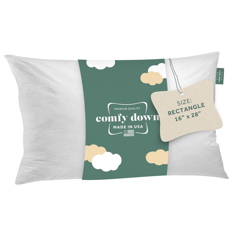 ComfyDown Decorative Throw Pillow Insert, Down and Feather Fill, 100% Cotton Cover, 233 Thread Count - Made in USA (16" X 28") - Image 1